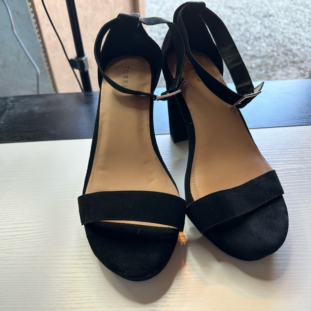Torrid Black Suede Block Heel Sandals - Size 12 - $20